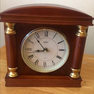Stiffel Brown and Gold Mantel Clock - Classic Home Wall Decor